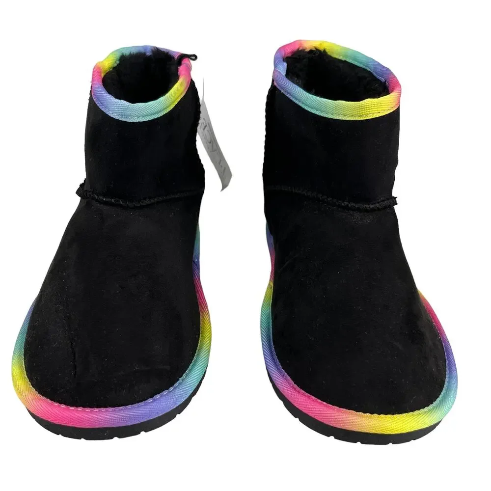 Children's Place Girls Rainbow Low Faux Suede Black Booties 4 New